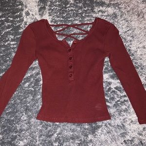 Maroon Button-Down Top